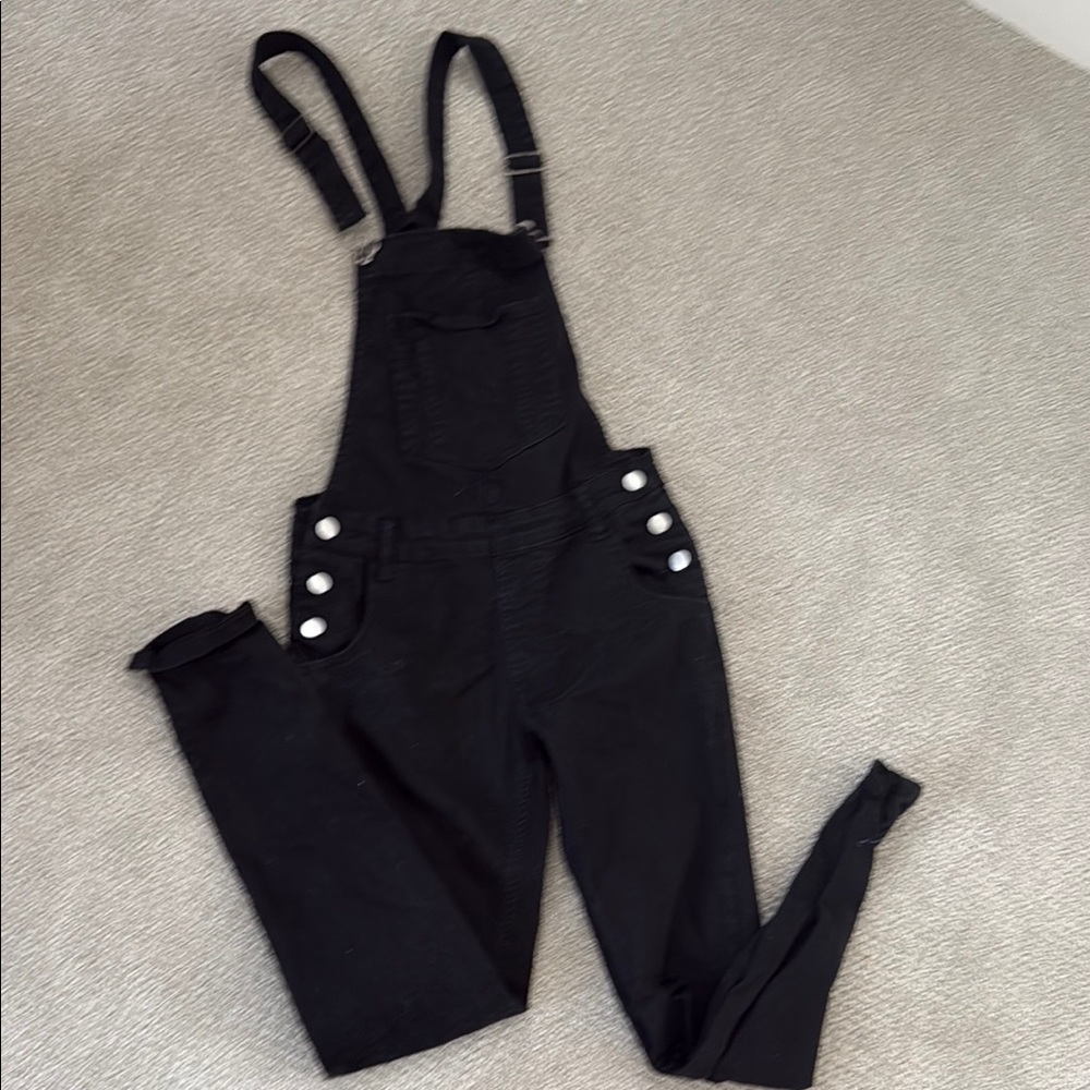 Superdown Black Denim Skinny Overalls